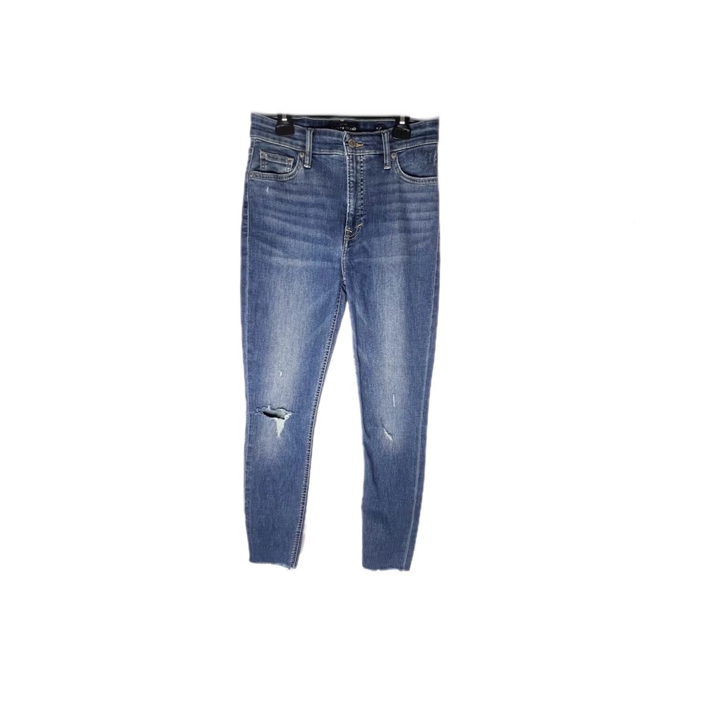 Lucky Brand Bridgette Skinny Jeans Women's 4/27 Blue Frayed Mid Rise Distressed